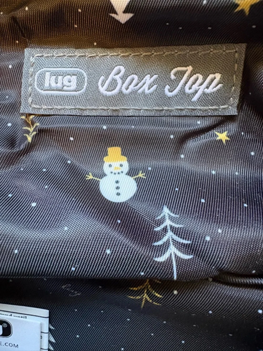 Lug Box Top Cosmetic Case Bag – Snowman Trees (Black Gold White Holiday Winter) - Picture 13 of 16